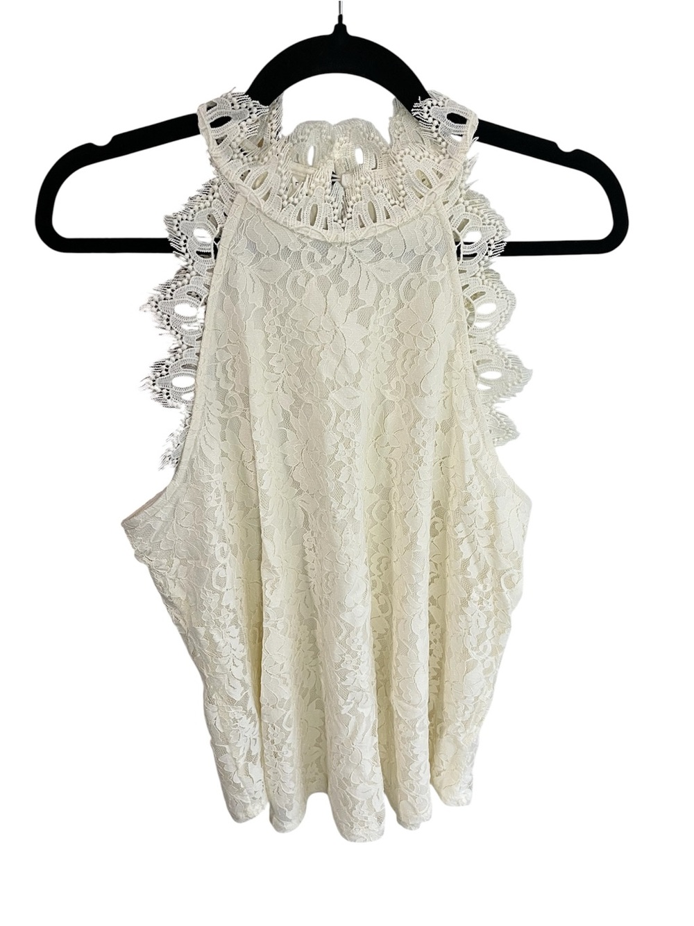Maurice’s Cream Lace Halter Neck Tank Top Size Large